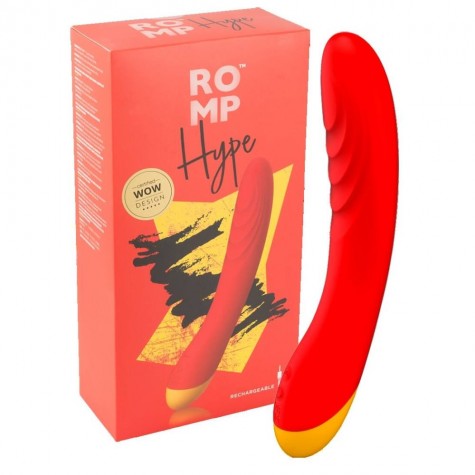 Красный изогнутый вибромассажер Romp Hype G-Spot - 21 см.